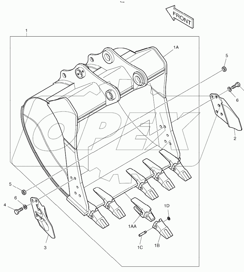  BUCKET ASSY-1.17m3 (57") - SIDE PIN
