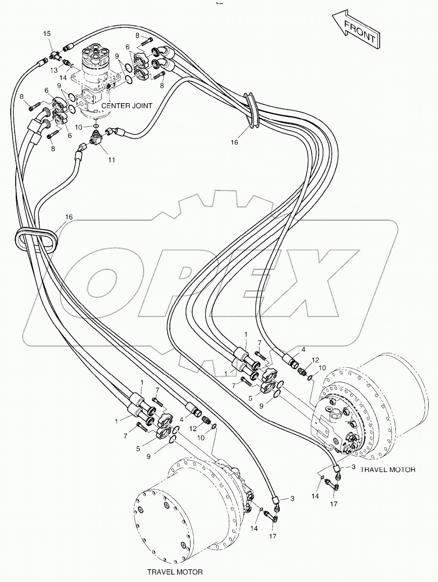  TRAVEL PIPING - LONG CRAWLER (DX225LCA)