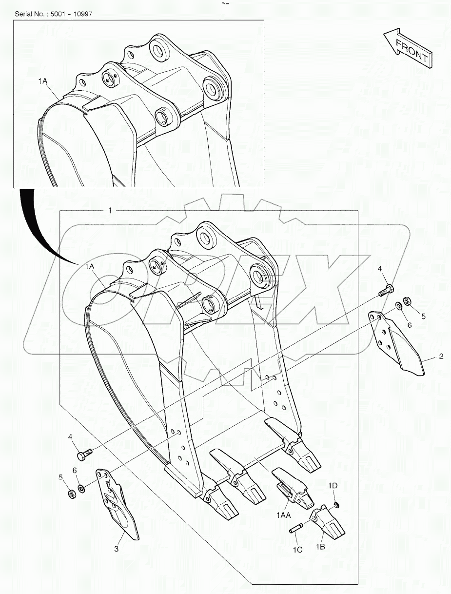  BUCKET ASSY - 0.73mВі(36") - SIDE PIN