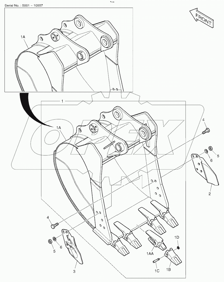  BUCKET ASSY - 0.90mВі(42") - SIDE PIN