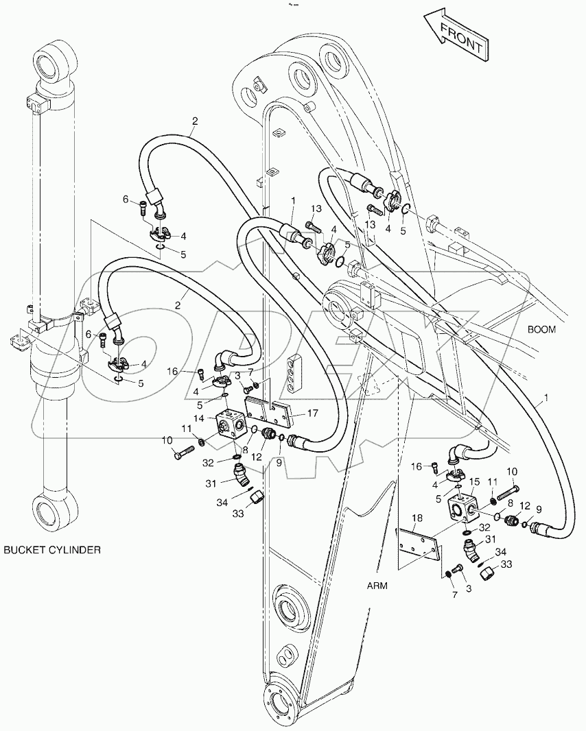  ARM PIPING - ARM 2.0m (CLAMSHELL)