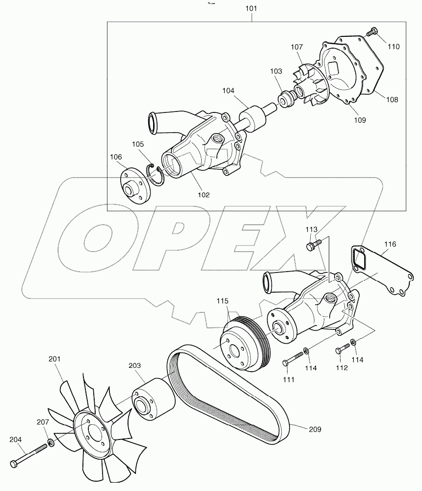  WATER PUMP AND COOLING FAN