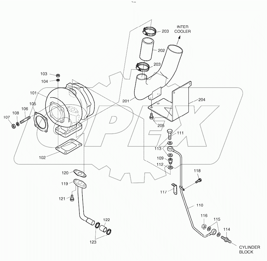  TURBO CHARGER AND OIL PIPE