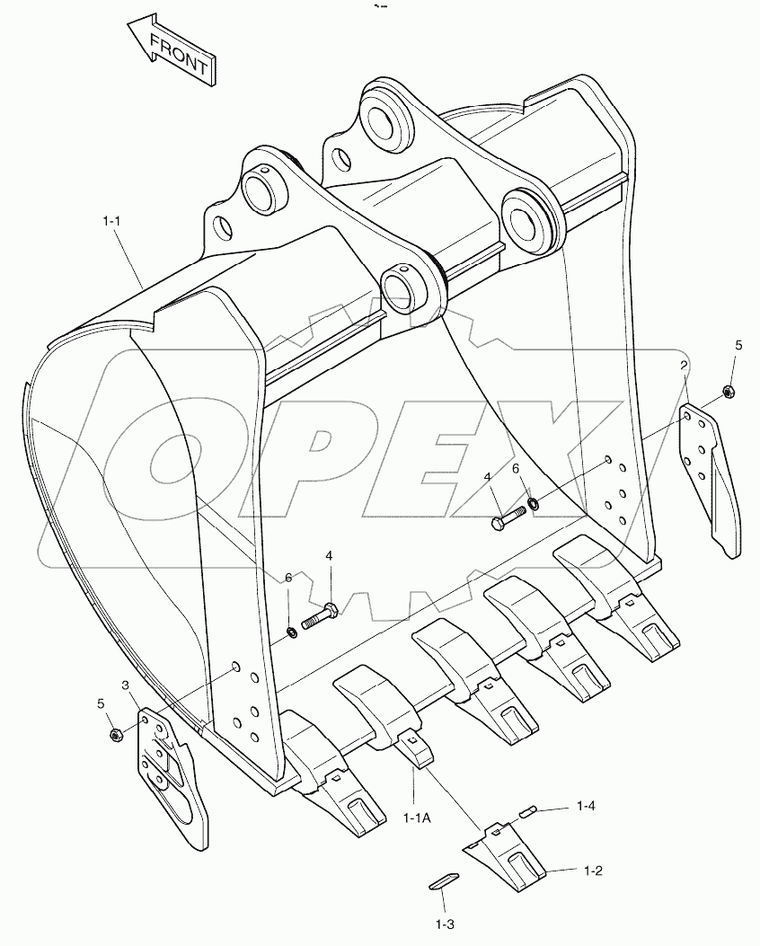  BUCKET ASSY - 1.1m3(54") - VERTICAL PIN