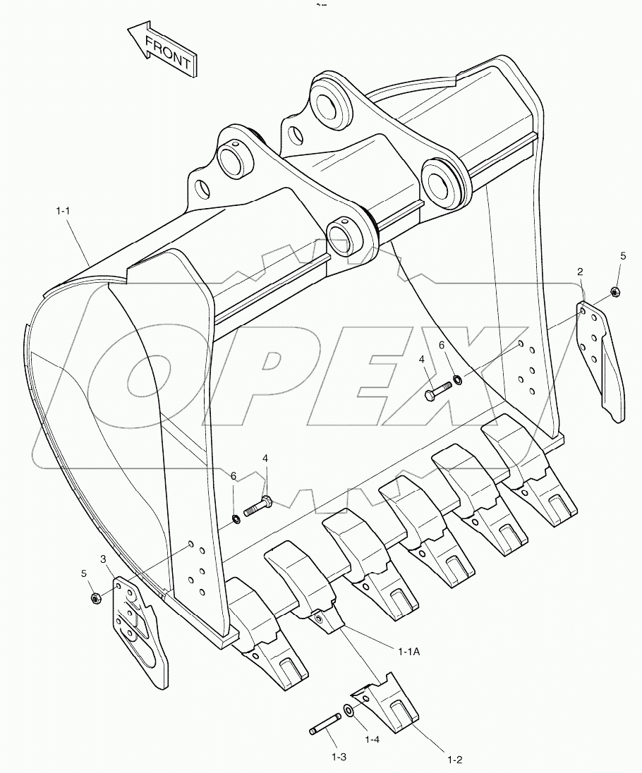  BUCKET ASSY - 1.17m3(57") - SIDE PIN