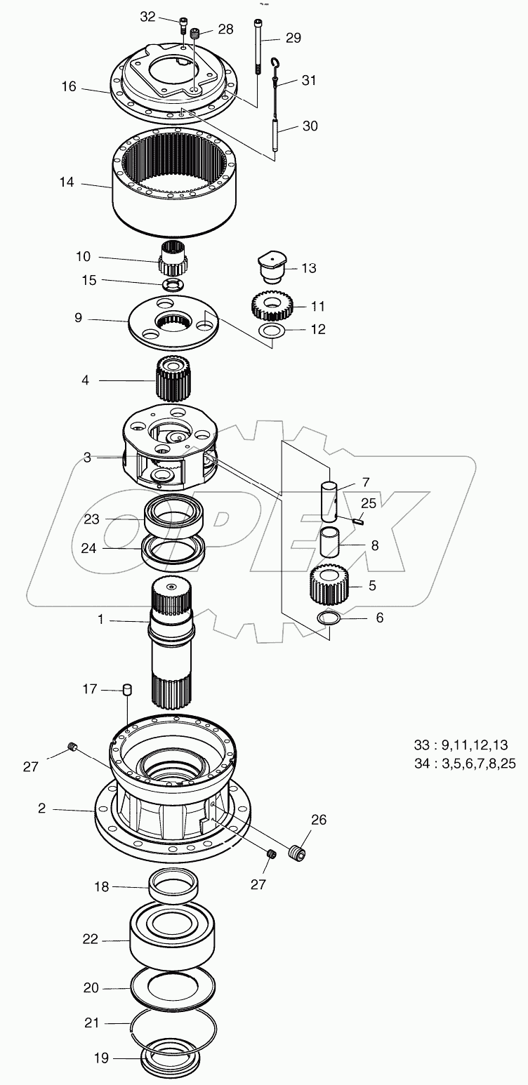  SWING REDUCTION GEAR Serial No. 1001 - 1054