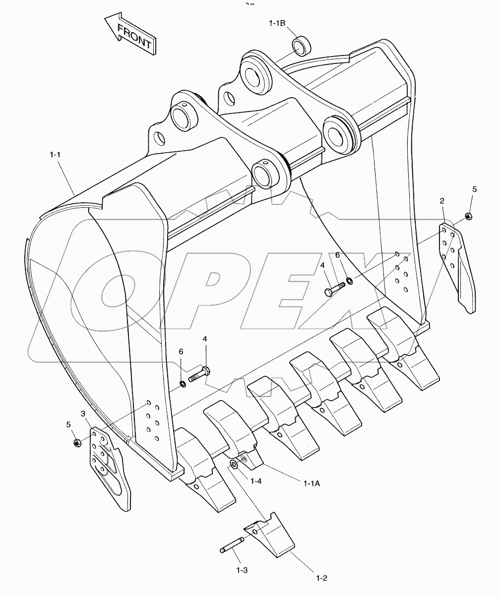  BUCKET - 3.2m (88") - SIDE PIN