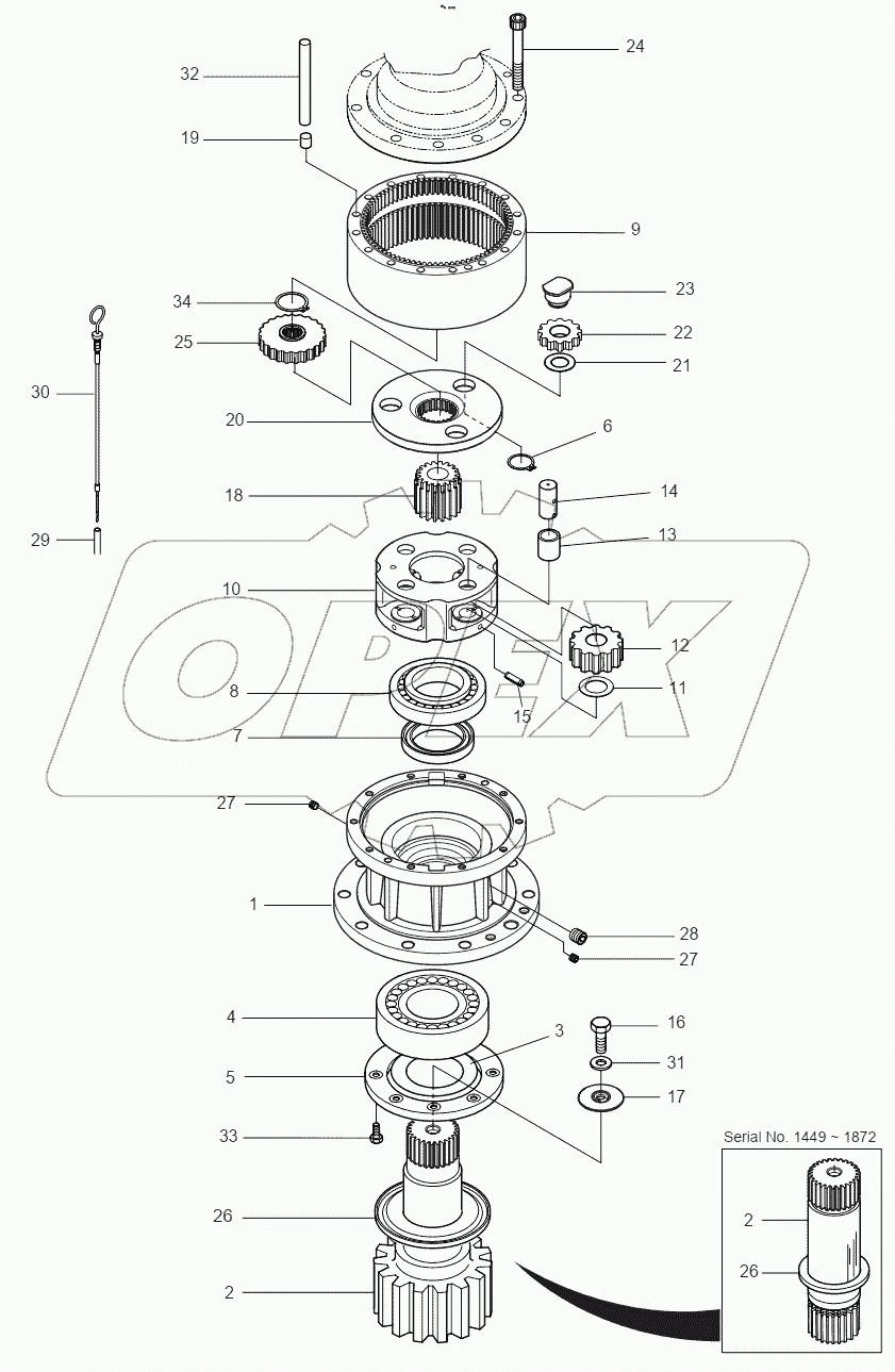  SWING REDUCTION GEAR Serial No 1449 -