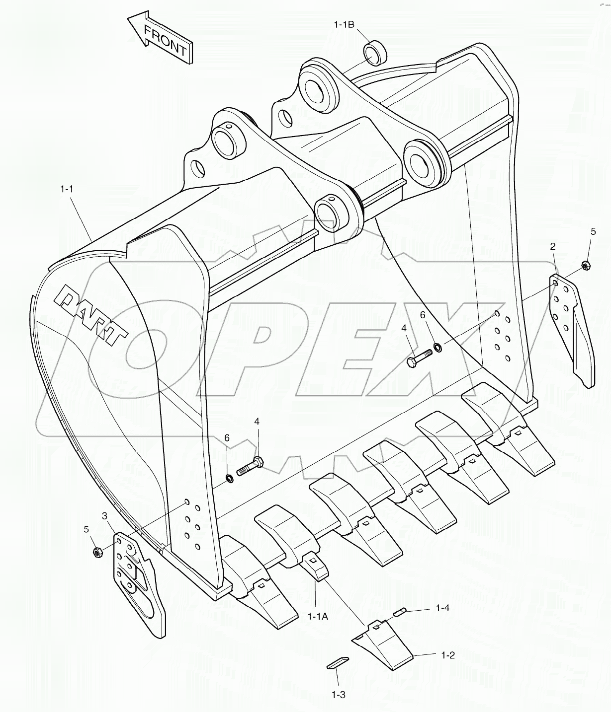  BUCKET-3.2m3(88")-VERTICAL PIN