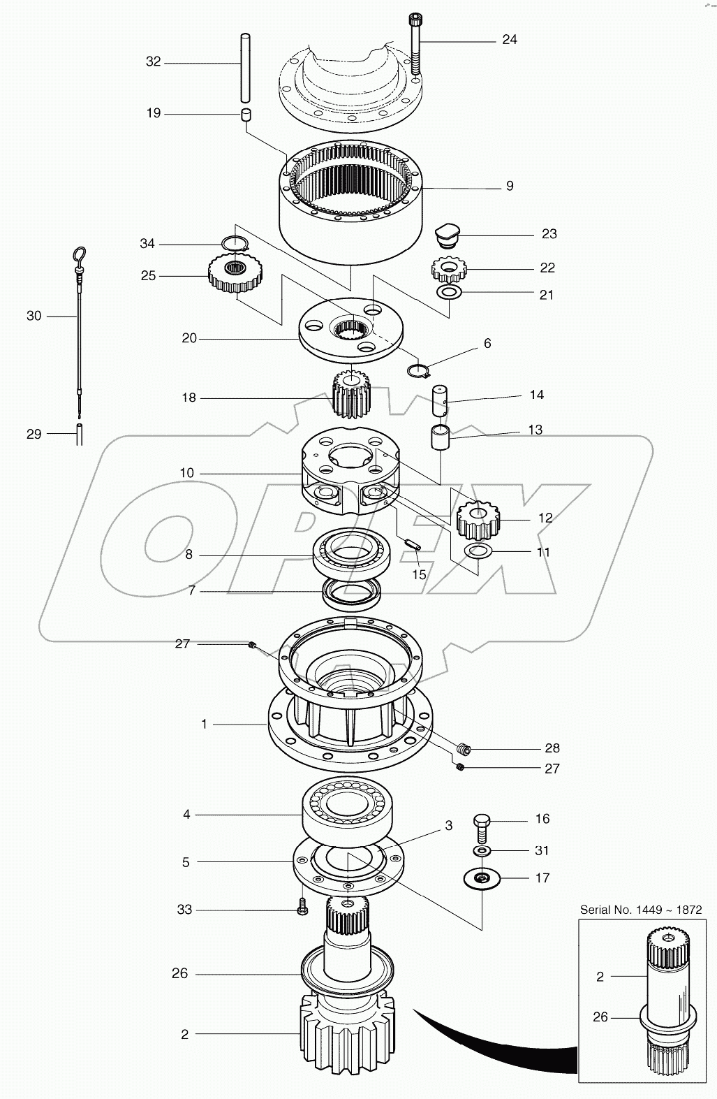  SWING REDUCTION GEAR Serial No. 1449-
