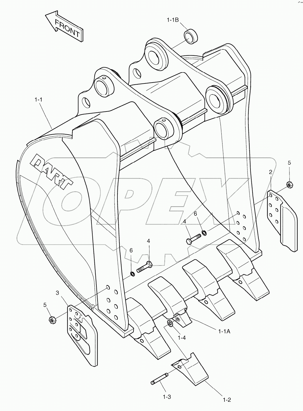  BUCKET-1.58m3(48")-SIDE PIN