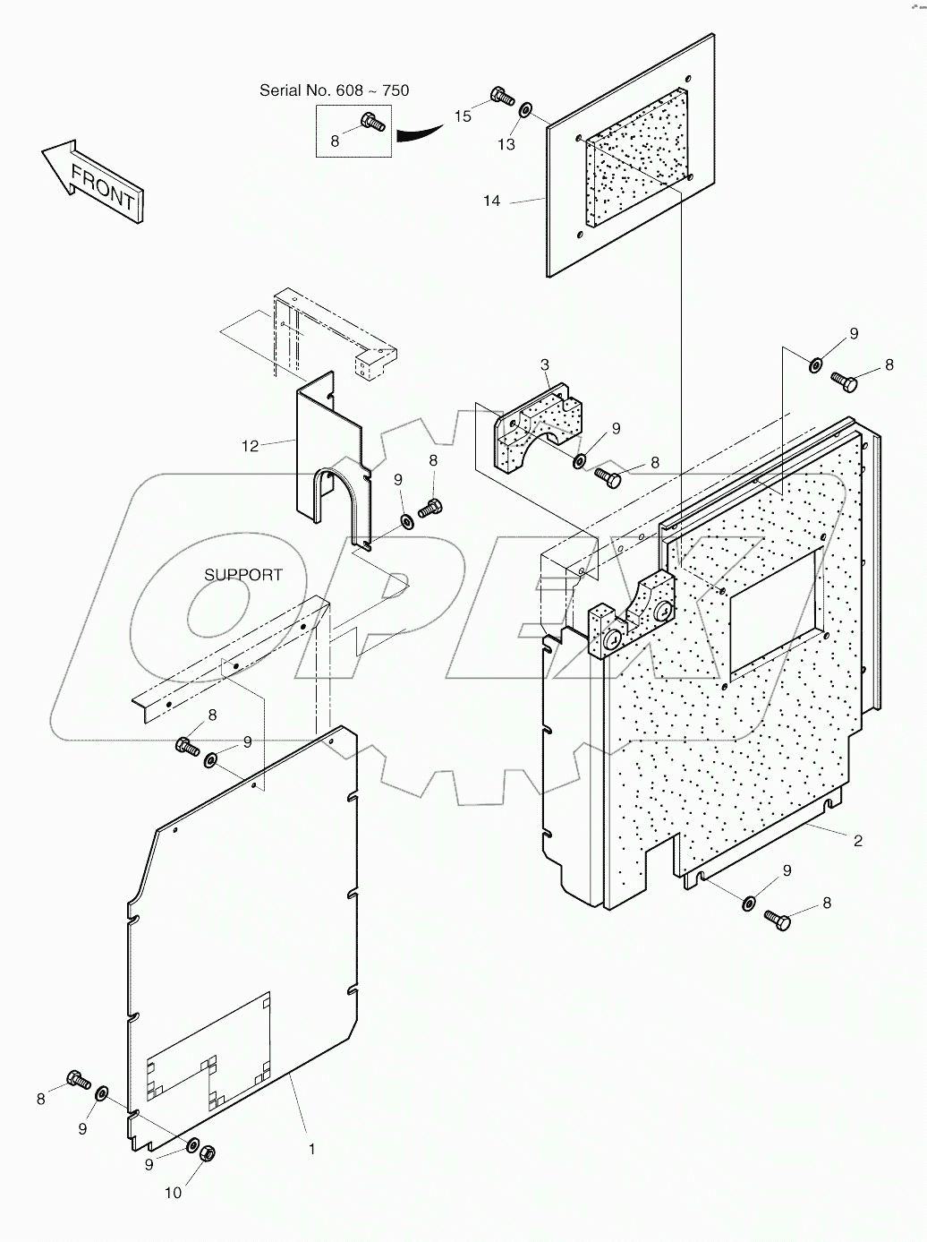  BAFFLE ASSY (1) (608-)