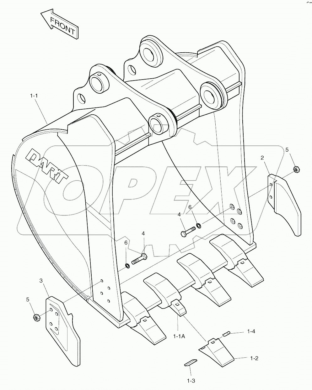  BUCKET - 0.38m3 (30") - VERTICAL PIN