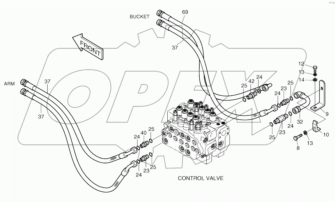  MAIN PIPING (5) - ARM. BUCKET