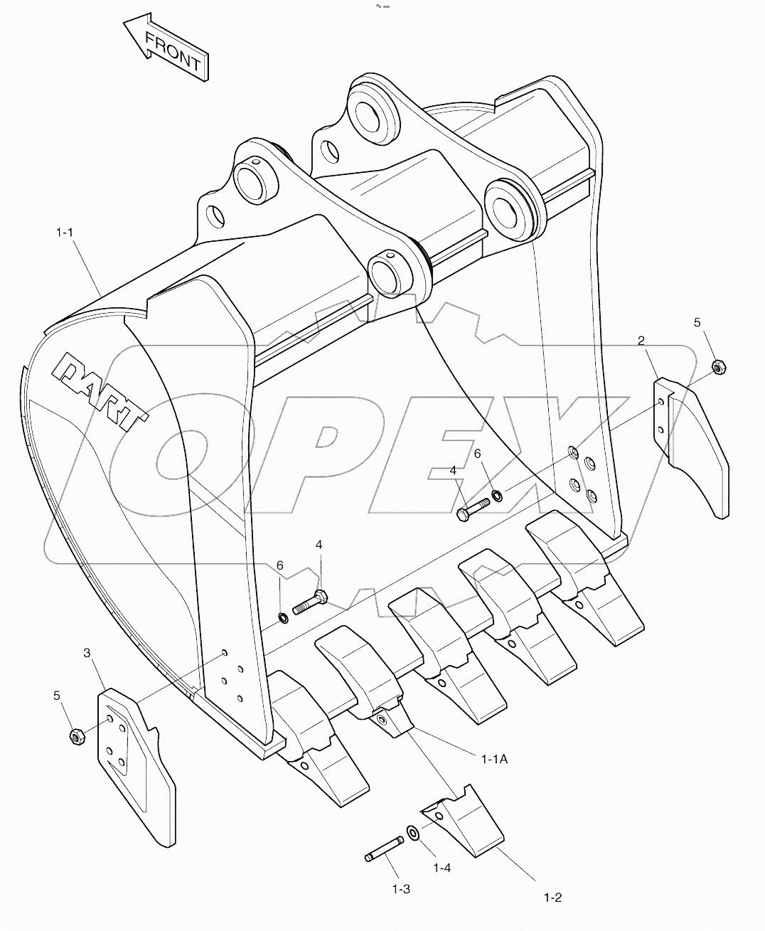  BUCKET-0.48m3 (36")-SIDE PIN
