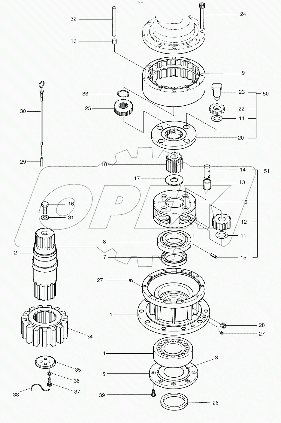  SWING REDUCTION GEAR (1001 - 1636)