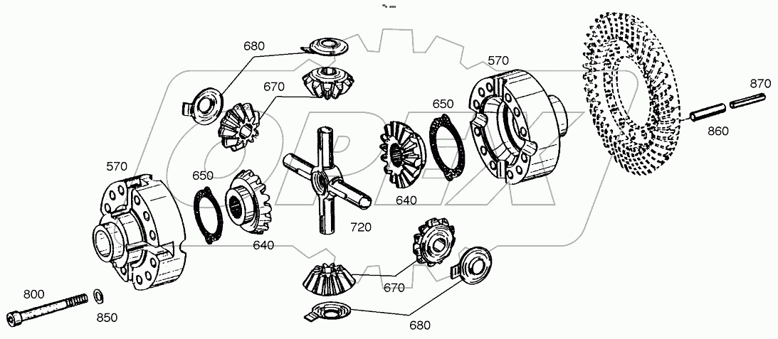  DIFFERENTIAL-FRONT AXLE (1001-1630)