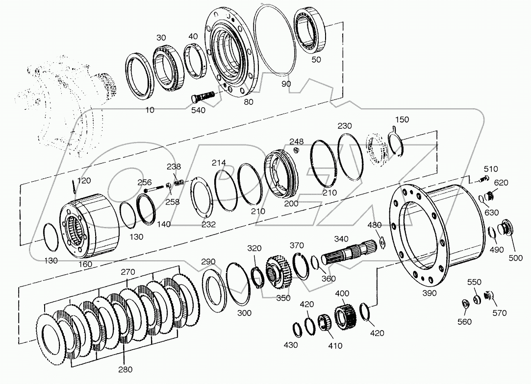  OUTPUT-FRONT AXLE (1001-1630)
