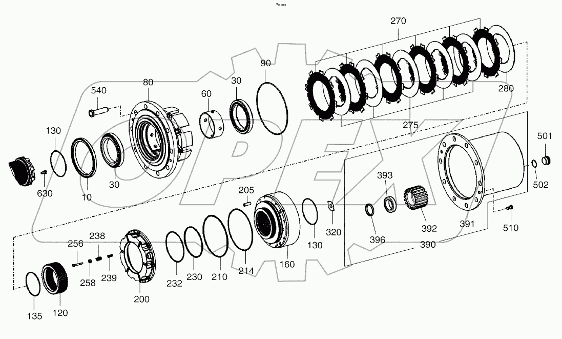  OUTPUT-FRONT AXLE (1631-1943)