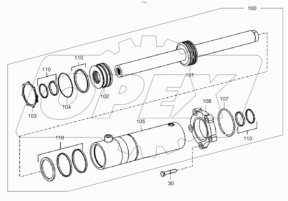  STEERING CYLINDER - FRONT AXLE (1631-)