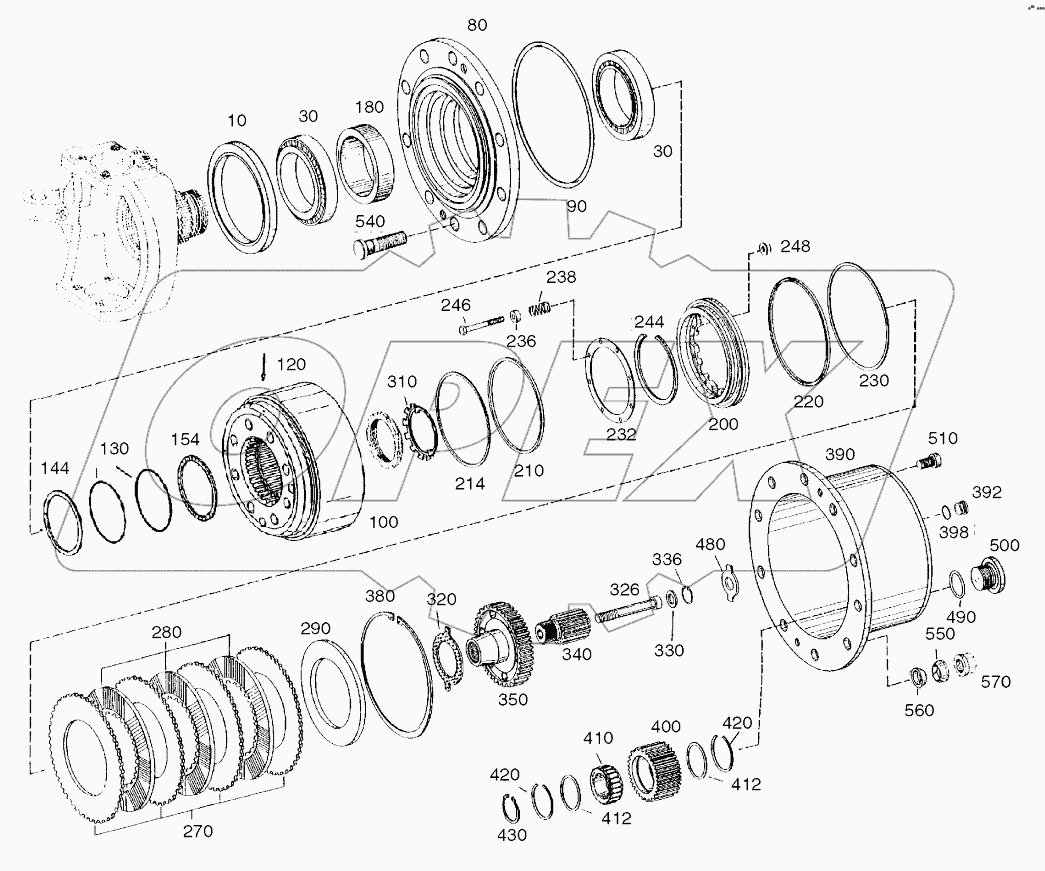  OUTPUT-FRONT AXLE (1001-2131)