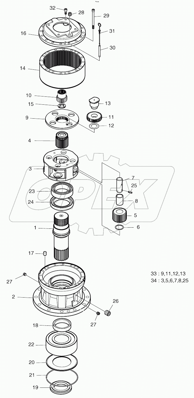  SWING REDUCTION GEAR (1001 - 1021)