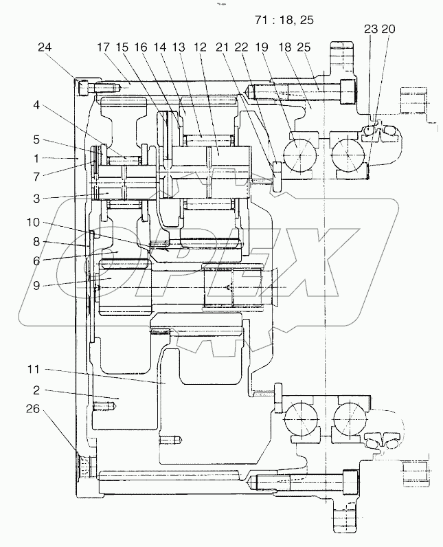  TRAVEL REDUCTION GEAR (1001 - 1051)