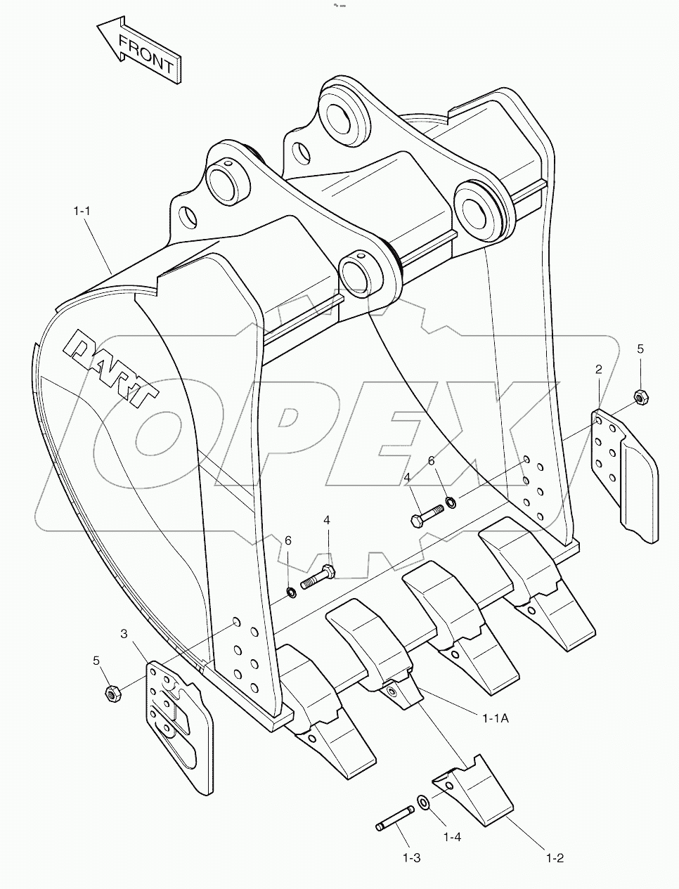  BUCKET - 1.55M3 (48") - SIDE PIN