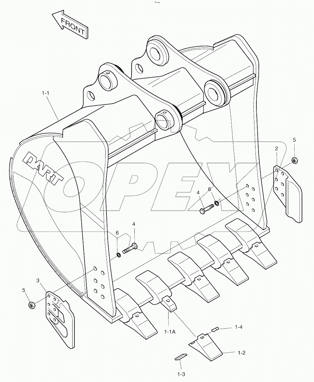  BUCKET - 1.63M3 (54") - VERTICAL PIN