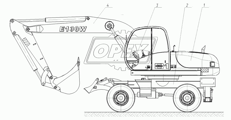 Экскаватор гидравлический пневмоколесный E130W 130-22-00.00.000