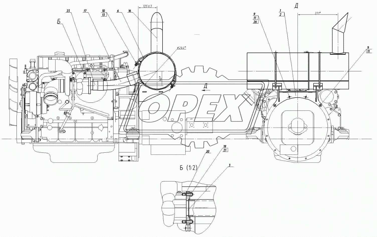 Установка глушителя	160-00-28.01.000-02