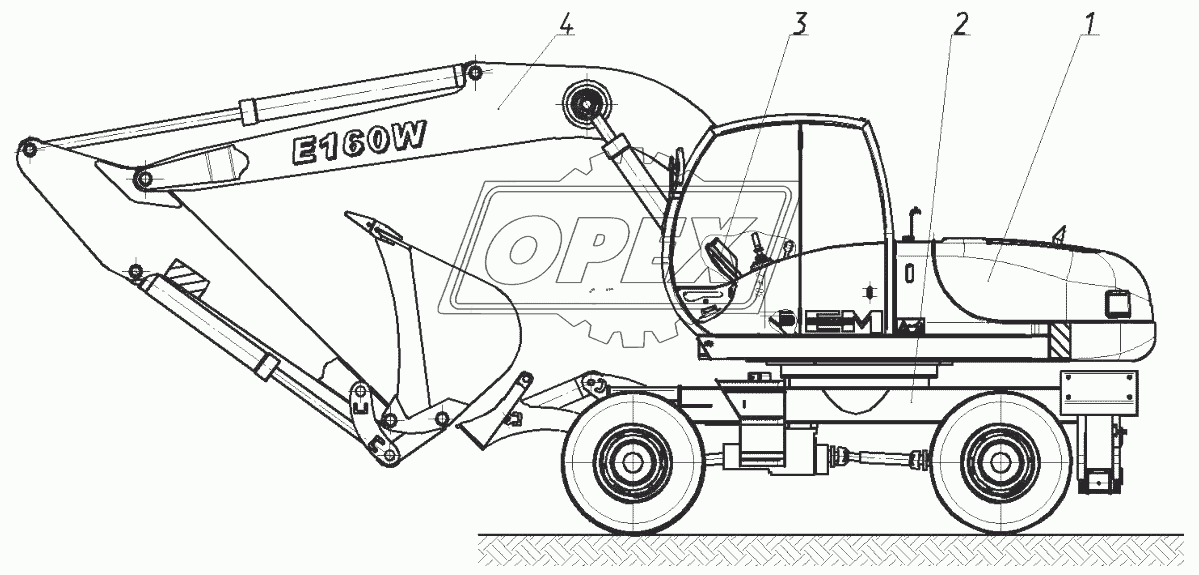 Экскаватор гидравлический пневмоколесный E160W 160-21-00.00.000