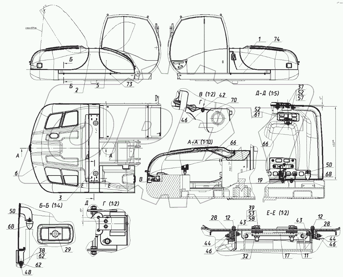  Установка капотной системы 160-01-22.00.000