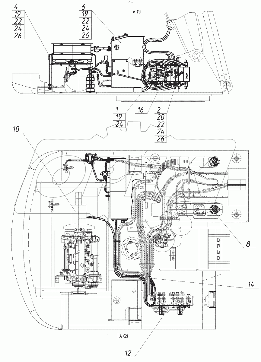  Гидрооборудование на поворотной платформе