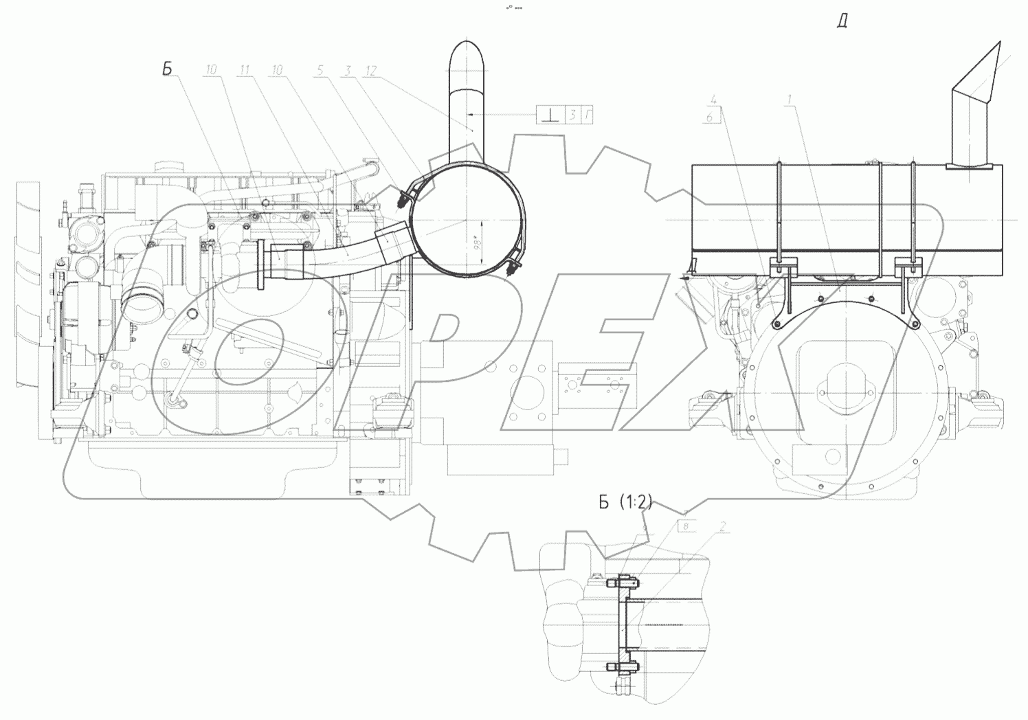  Установка глушителя