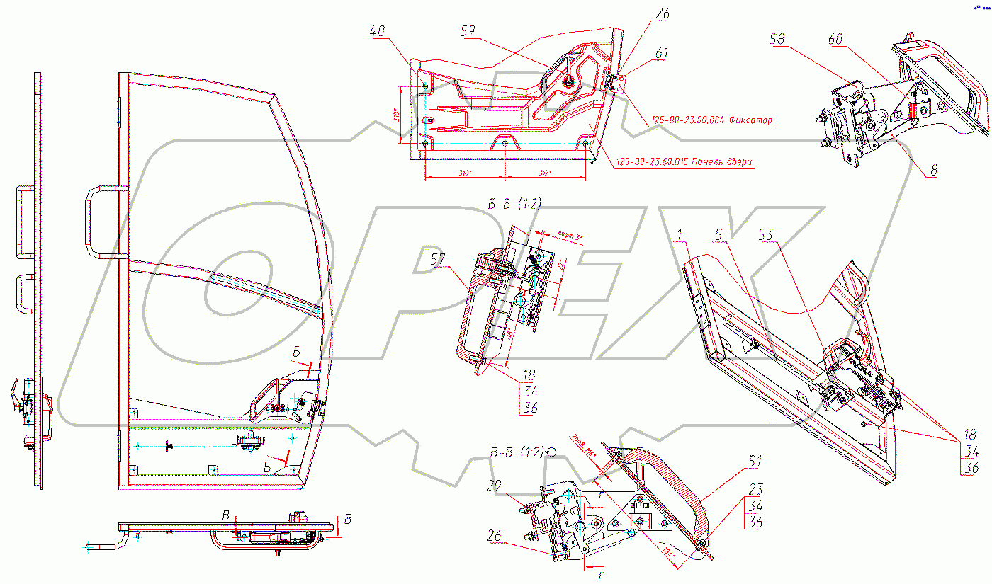  Дверь кабины 3523-00-23.40.000