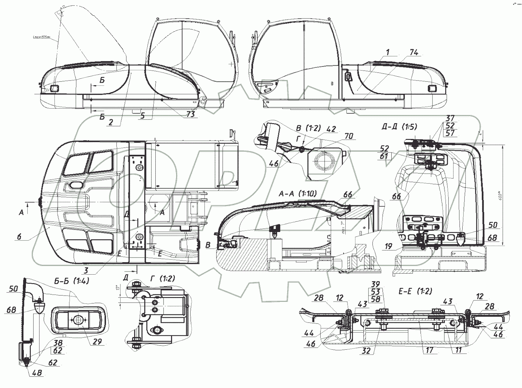  Установка капотной системы 3523-02-22.00.000