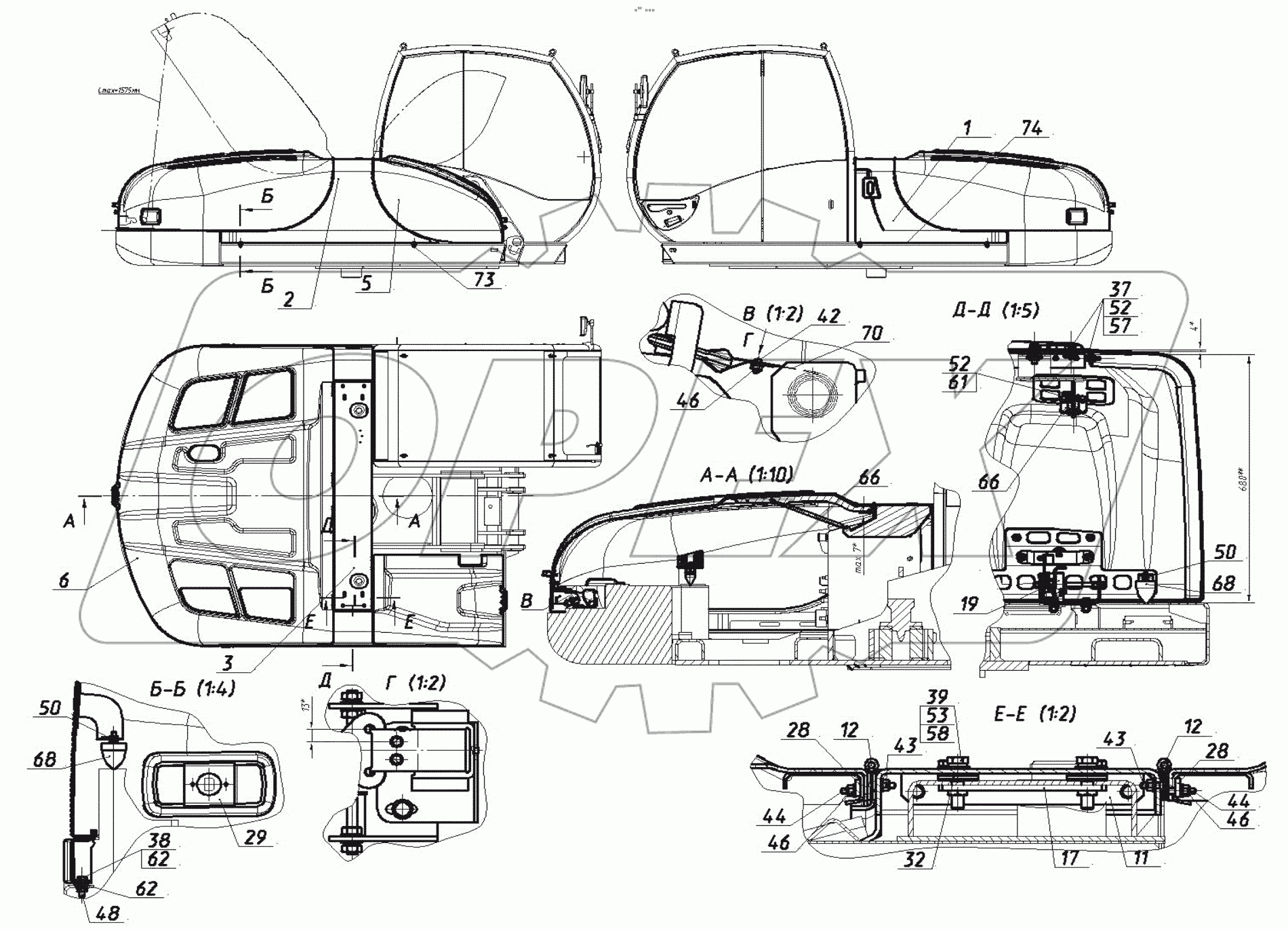 Установка капотной системы 3523-02-22.00.000