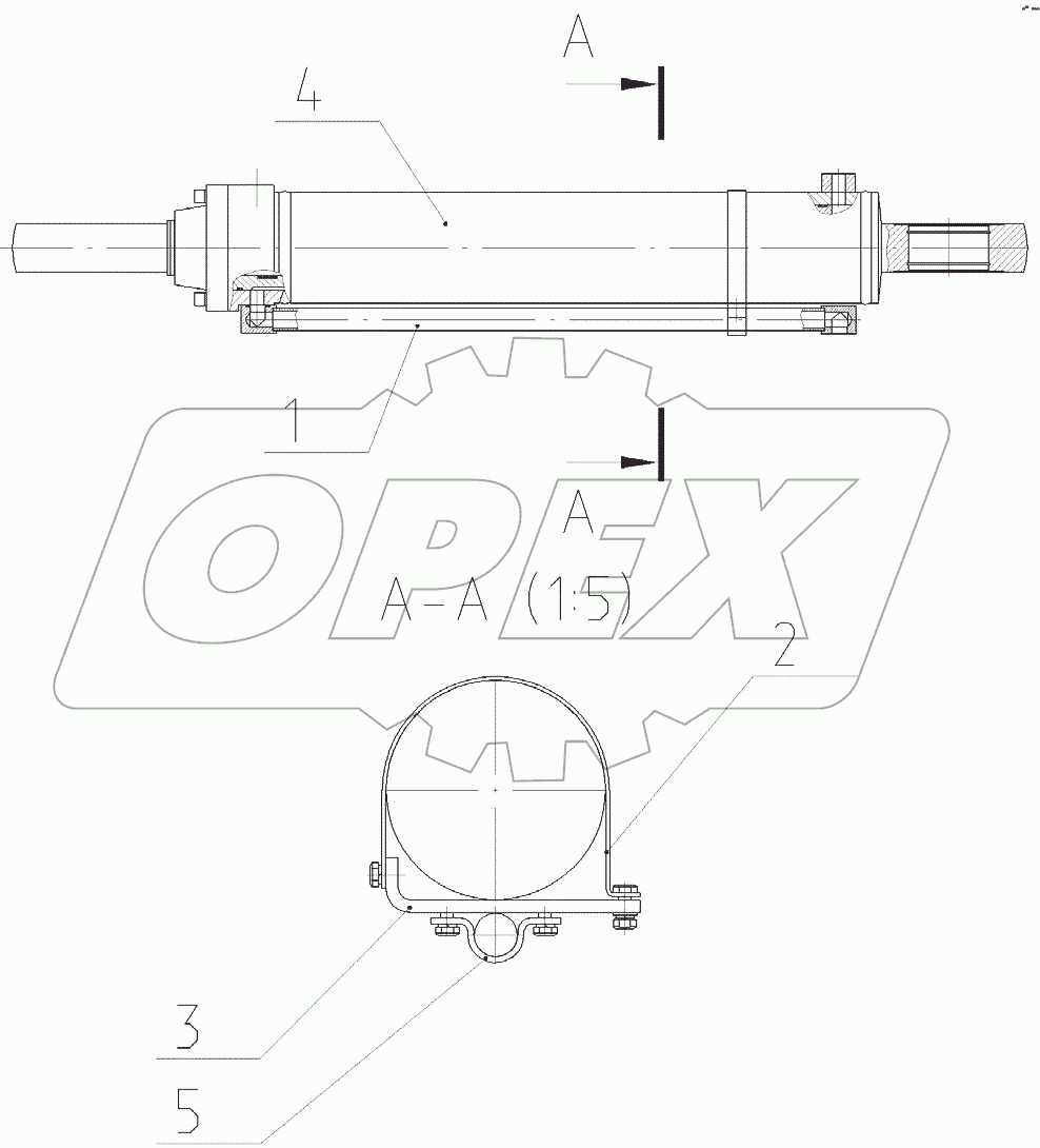  Гидроцилиндр рукояти в сборе с трубопроводами