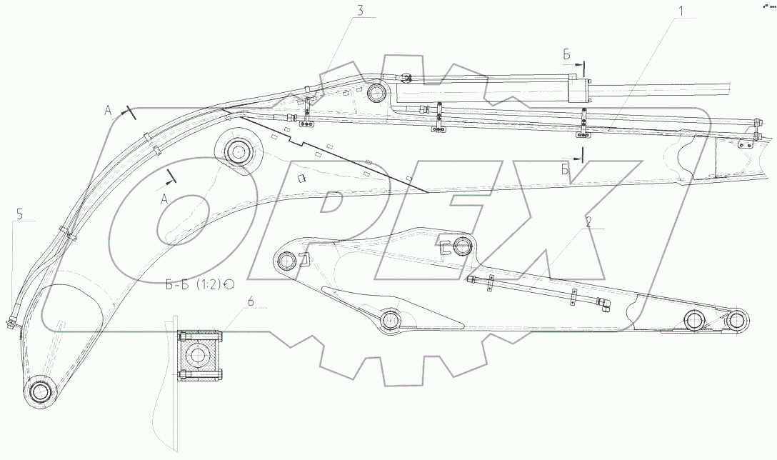  Трубопроводы гидромолота на рабочем оборудовании