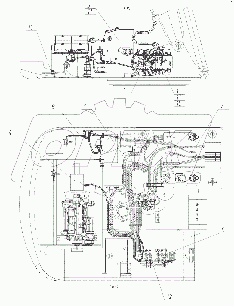  Гидрооборудование на поворотной платформе