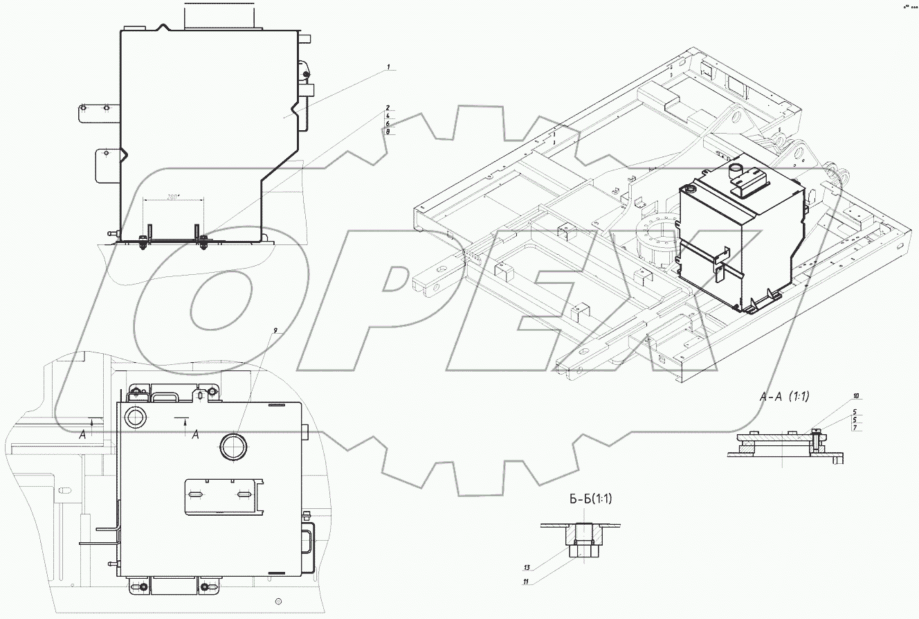  Установка бака топливного (280 литров)