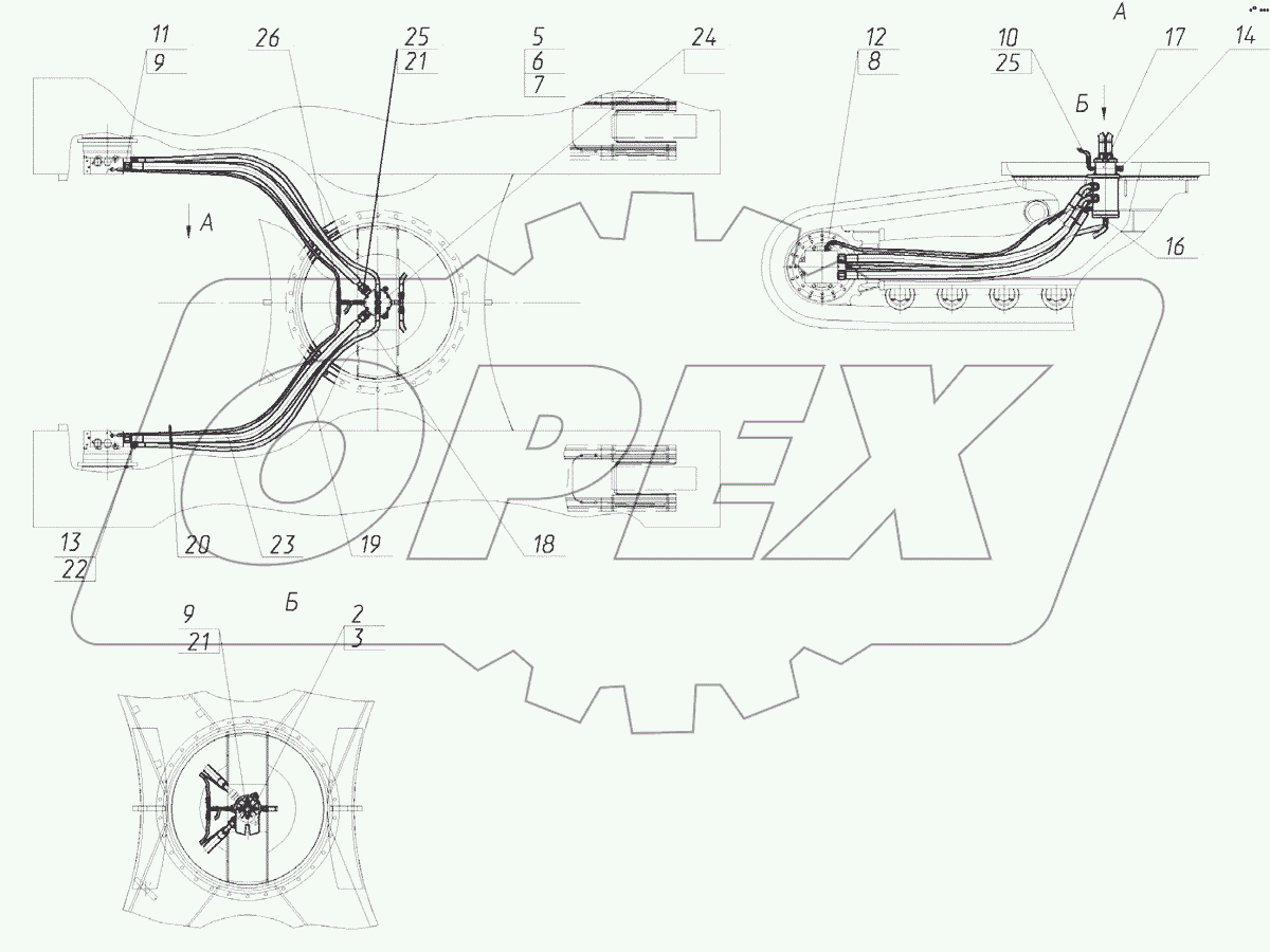  Гидрооборудование тележки гусеничной (PMP)