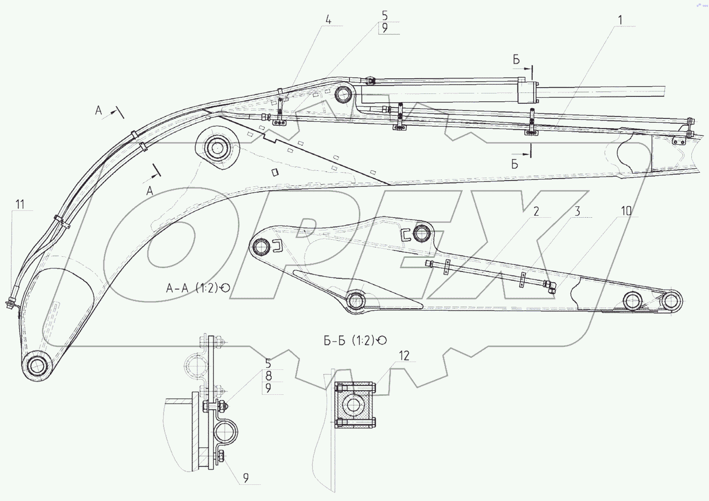  Трубопроводы гидромолота на рабочем оборудовании