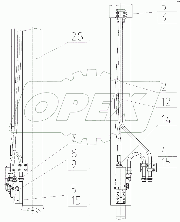  Гидроцилиндр стрелы в сборе (левый)