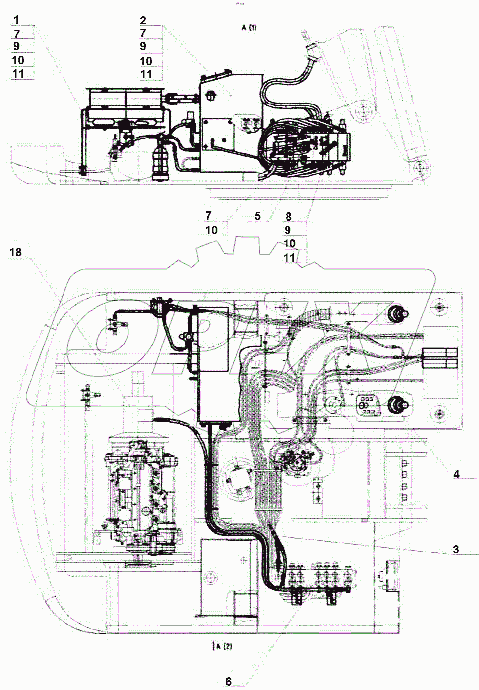  Гидрооборудование на поворотной платформе
