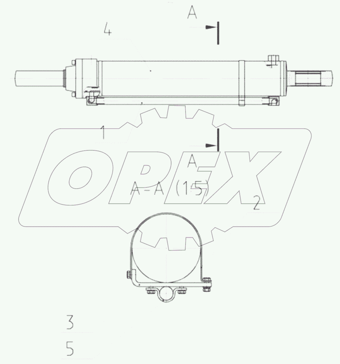  Гидроцилиндр рукояти в сборе с трубопроводами