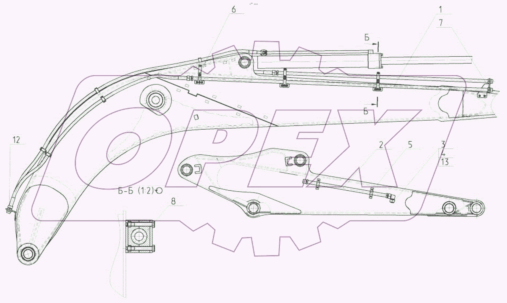  Трубопроводы гидромолота на рабочем оборудовании