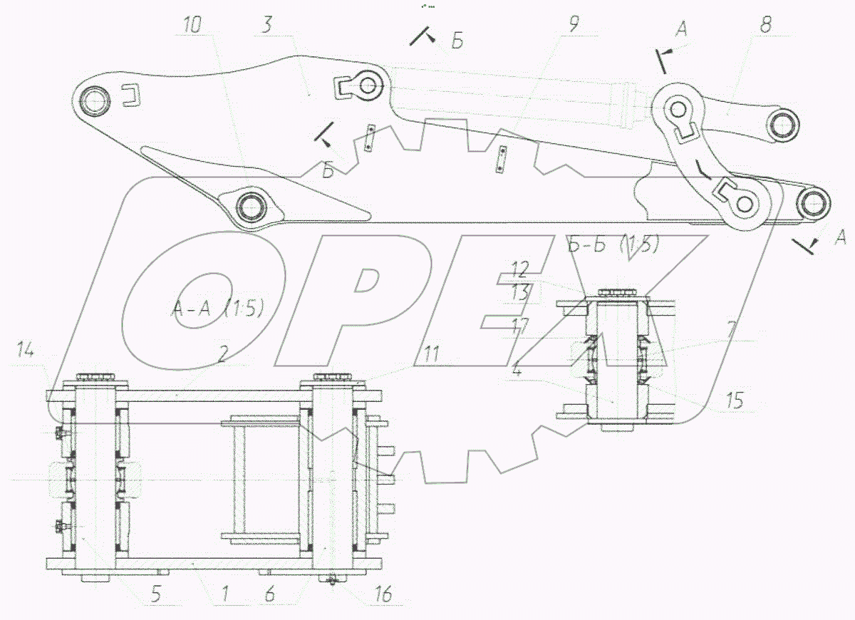  Рукоять в сборе с ковшевым механизмом