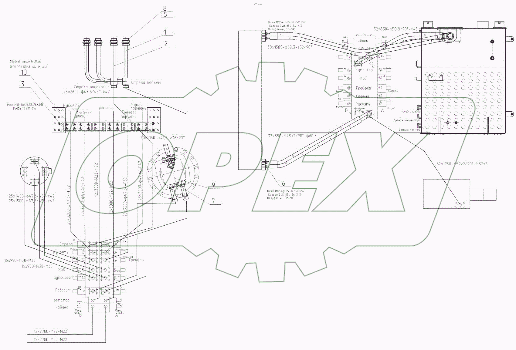  Трубопроводы на поворотной платформе